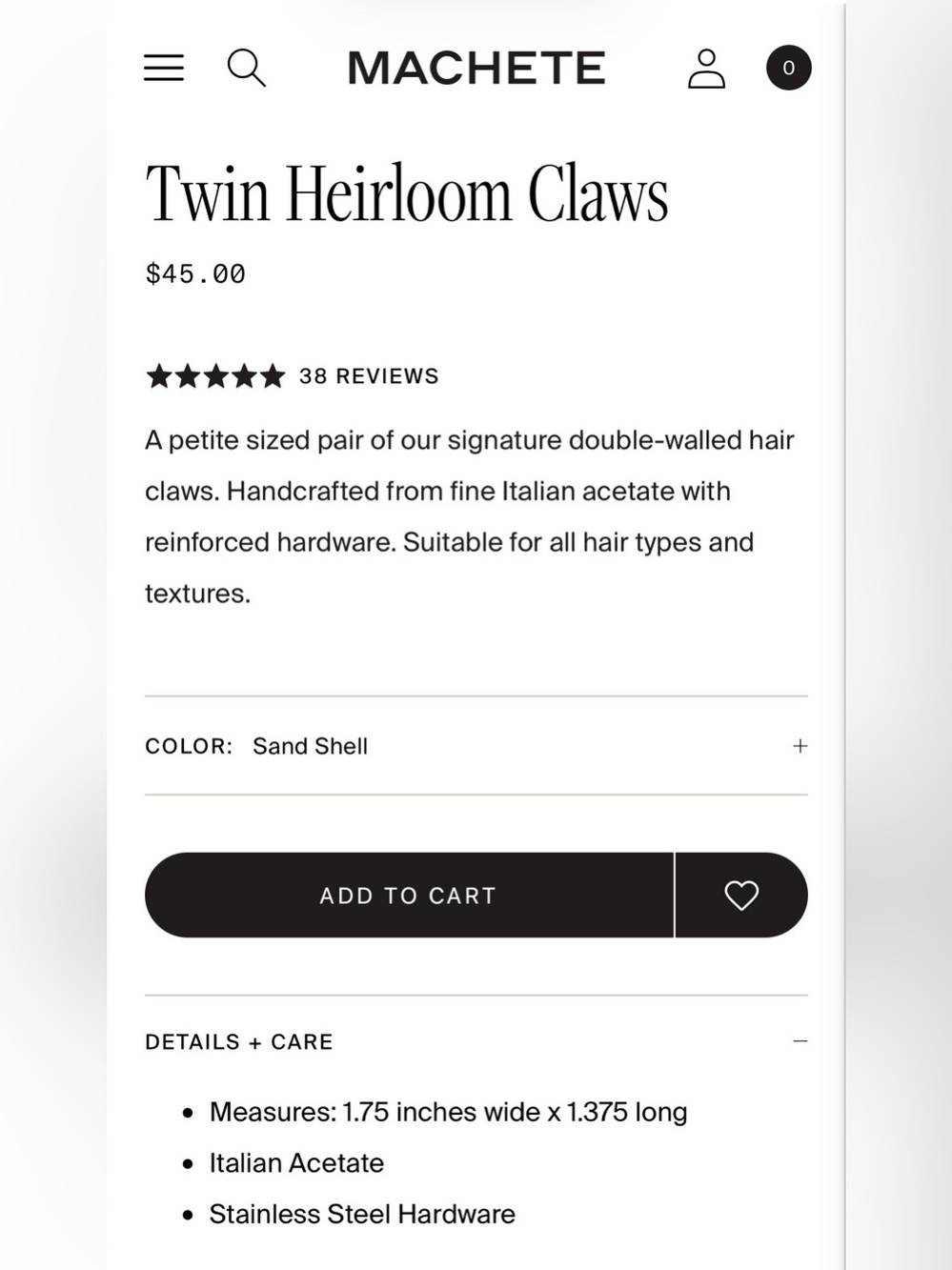 MACHETE - Twin Heirloom Hair Claws Sand Shell Pearl 🐚 - Picture 2 of 5